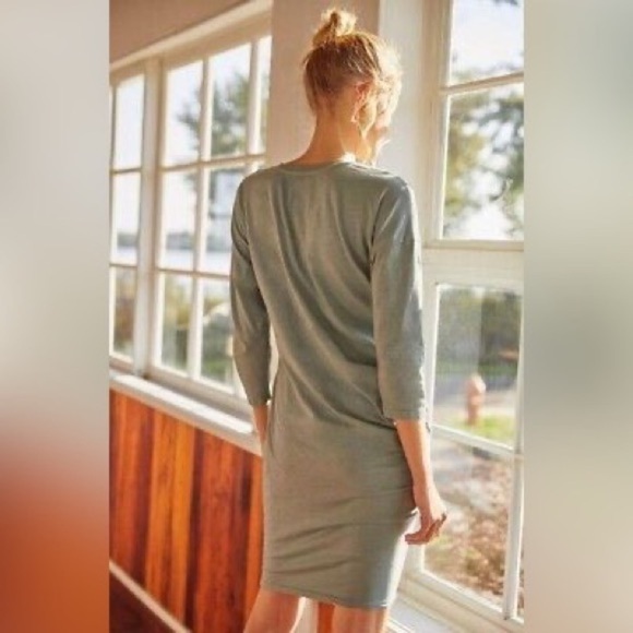 Sundry by Anthropologie | Shirred Mini Dress 3/4 Length Sleeves  Size 1 (Small) - Picture 2 of 7